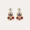 Boucles d'oreilles Sequin deux rangs dorées
