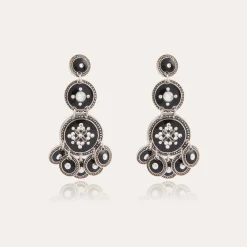 Boucles d'oreilles Sequin trois rangs argentées