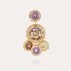 Boucles d'oreilles Sequin deux rangs dorées