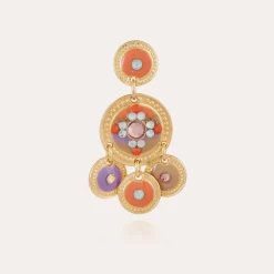 Boucles d'oreilles Sequin deux rangs dorées