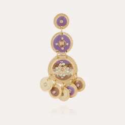 Boucles d'oreilles Sequin trois rangs dorées