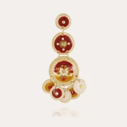 Boucles d'oreilles Sequin trois rangs dorées