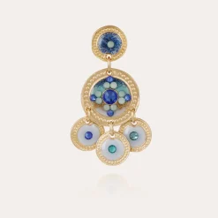 Boucles d'oreilles Sequin deux rangs dorées