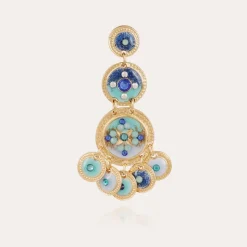 Boucles d'oreilles Sequin trois rangs dorées