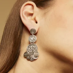 Boucles d'oreilles Sequin trois rangs argentées