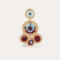 Boucles d'oreilles Sequin deux rangs dorées