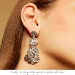 Boucles d'oreilles Sequin trois rangs argentées