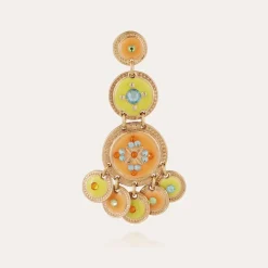Boucles d'oreilles Sequin trois rangs dorées