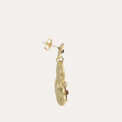 Boucles d'oreilles Sequin deux rangs dorées