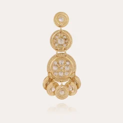Boucles d'oreilles Sequin trois rangs dorées