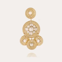 Boucles d'oreilles Sequin deux rangs dorées