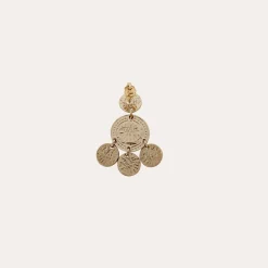 Boucles d'oreilles Sequin deux rangs dorées