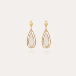 Boucles d'oreilles Serti Cage petit modèle dorées - Cristal
