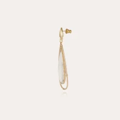 Boucles d'oreilles Serti Cage grand modèle dorées - Cristal