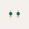 Boucles d'oreilles Serti dorées - Onyx vert