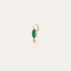 Boucles d'oreilles Serti dorées - Onyx vert