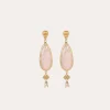 Boucles d'oreilles Serti Goutte petit modèle dorées - Quartz rose