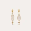 Boucles d'oreilles Serti Goutte petit modèle dorées - Nacre blanche