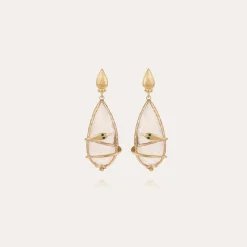 Boucles d'oreilles Serti Goutte Bis doré - Cristal