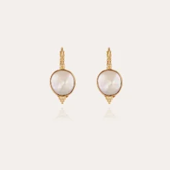 Boucles d'oreilles Serti nacre dorées - Nacre blanche