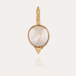 Boucles d'oreilles Serti nacre dorées - Nacre blanche