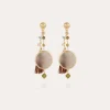 Boucles d'oreilles Serti Pondicherie petit modèle dorées - Calcite grise