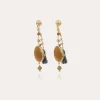Boucles d'oreilles Serti Pondicherie dorées - Calcite jaune