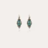 Boucles d'oreilles Serti Talisman petit modèle argentées - Apatite bleue