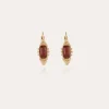Boucles d'oreilles Serti Talisman petit modèle dorées - Jaspe rouge