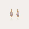Boucles d'oreilles Serti Talisman petit modèle dorées - Améthyste