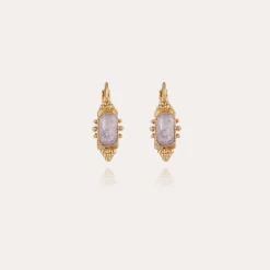 Boucles d'oreilles Serti Talisman petit modèle dorées - Améthyste