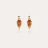 Boucles d'oreilles Serti Talisman petit modèle dorées - Cornaline