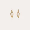 Boucles d'oreilles Serti Talisman petit modèle dorées - Nacre blanche