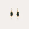Boucles d'oreilles Serti Talisman petit modèle dorées - Jaspe vert