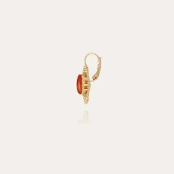 Boucles d'oreilles Serti Talisman petit modèle dorées - Cornaline