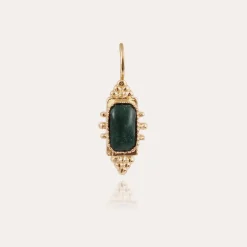Boucles d'oreilles Serti Talisman petit modèle dorées - Jaspe vert
