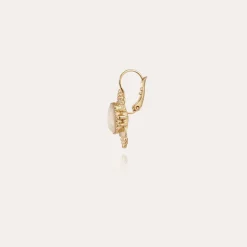 Boucles d'oreilles Serti Talisman petit modèle dorées - Nacre blanche