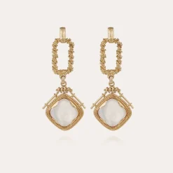 Boucles d'oreilles Siena dorées - Nacre blanche