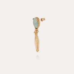Boucles d'oreilles Silia dorées - Amazonite & Hématoide jaune