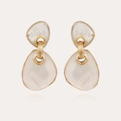 Boucles d'oreilles Silia grand modèle dorées - Nacre blanche