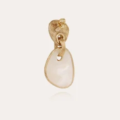 Boucles d'oreilles Silia grand modèle dorées - Nacre blanche