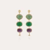 Boucles d'oreilles Silène dorées - Quartz vert, Onyx vert & Améthyste