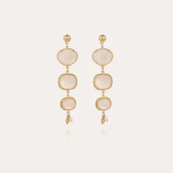 Boucles d'oreilles Silène nacre dorées - Nacre blanche