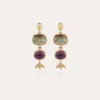 Boucles d'oreilles Silène petit modèle dorées - Labradorite & Améthyste