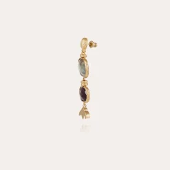 Boucles d'oreilles Silène petit modèle dorées - Labradorite & Améthyste