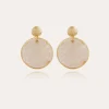 Boucles d'oreilles Sun Diva grand modèle dorées - Nacre blanche