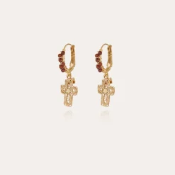 Boucles d'oreilles Tao Croix Yuca Bis dorées