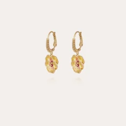 Boucles d'oreilles Tao Pensées émail dorées