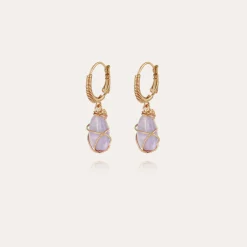 Boucles d'oreilles Tao Rainbow dorées - Améthyste