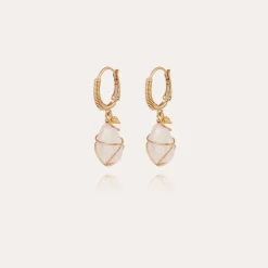 Boucles d'oreilles Tao Rainbow dorées - Cristal de roche